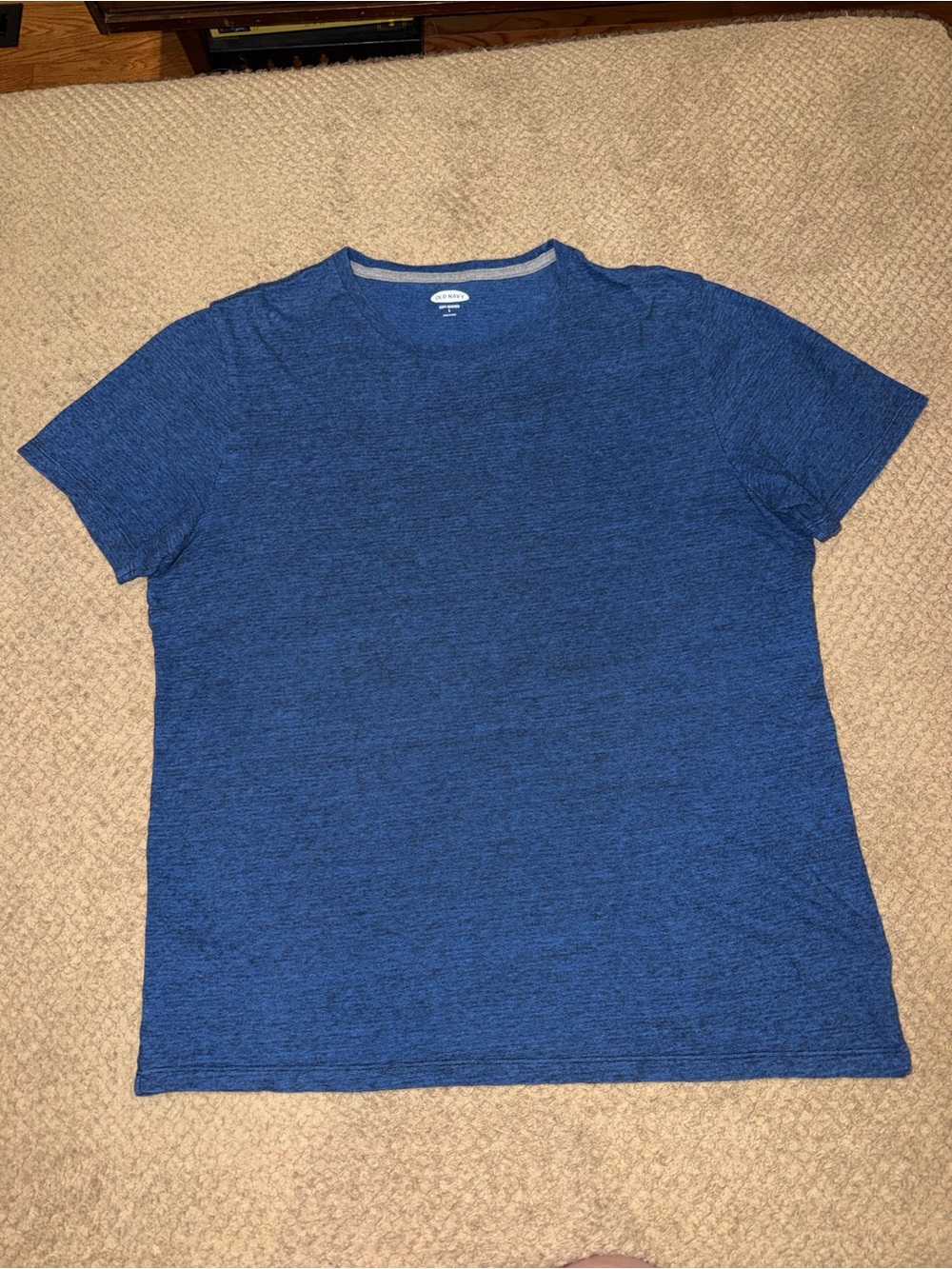 Old Navy Men's Blue Heather 100% Cotton  Crew Neck Short Sleeve Tee - L